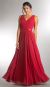 V-neck Sleeveless Ruched Bodice Long Bridesmaid Dress in Red